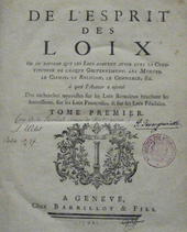 Titelblatt der Erstausgabe von De L'esprit des Loix