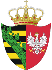 Wappen des Herzogtums Warschau: halb sächsisch, halb polnisch