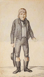 Der junge Kaspar Hauser, getuschte Federzeichnung von Johann Georg Laminit (1775-1848)