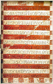 Prüfeninger Weiheinschrift, ihr Text wurde mittels Einbuchstabenstempel geschaffen