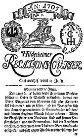 Titelseite des „Relations-Couriers“ von 1705
