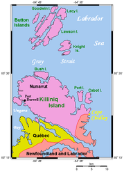 Karte von Killiniq und Umgebung