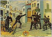 Farbzeichnung des Anschlags auf Georg 1. von Governo da Grécia, 1920