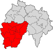 Lage des Arrondissement Aurillac im Département Cantal