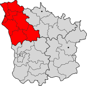 Lage des Arrondissement Cosne-Cours-sur-Loire im Département Nièvre