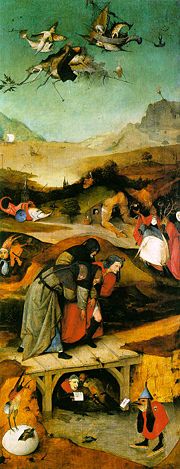 The left panel: The Flight and Failure of St Anthony