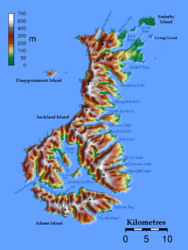 Lage von Enderby Island im Nordosten der Auckland Islands