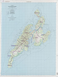 Karte der Yap-Inseln, mit Gagil-Tomil im Osten