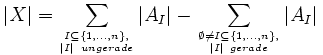 |X| = \sum_{{I \subseteq \{1,\ldots,n\},}\atop{|I|~ungerade}} |A_I| - \sum_{{\emptyset \not= I \subseteq \{1,\ldots,n\},}\atop{|I|~gerade}} |A_I|