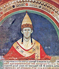 Innozenz III., Fresko im Kloster Sacro Speco, um 1219