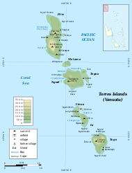 Karte der Torres-InselnTegua in der Bildmitte