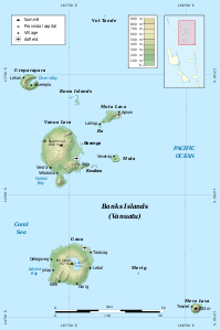 Topographische Karte der Banks-Inseln