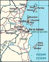 Lage von Mafia im Süden des Sansibar-Archipels