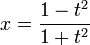 x = \frac{1-t^2}{1+t^2}