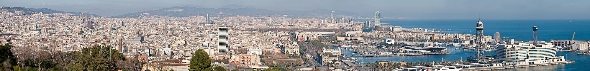 Blick vom Berg Montjuïc auf Barcelona