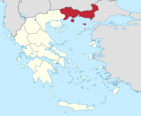 Lage der Region Ostmakedonien und Thrakien innerhalb Griechenlands