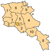 Armenien nach Verwaltungseinheiten gegliedert.