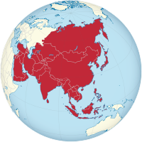 Lage Asiens auf einer Weltkarte