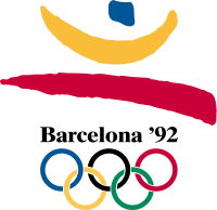 Logo der Olympischen Sommerspiele 1992 mit den Olympischen Ringen