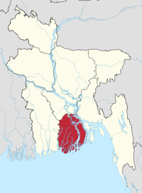 Karte von Bangladesch und Position der Division Barishal