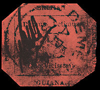British Guiana 1¢ magenta, tatsächliches Aussehen