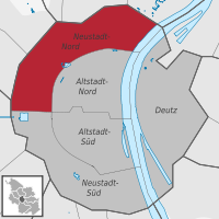 Lage des Stadtteils Neustadt-Nord im Stadtbezirk Innenstadt