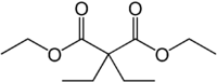 Strukturformel von Diethylmalonsäurediethylester
