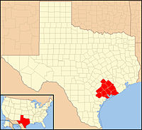 Karte Bistum Victoria in Texas
