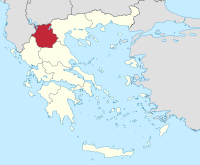 Lage der Region Westmakedonien innerhalb Griechenlands