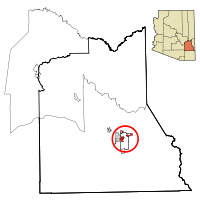 Graham County Incorporated and Unincorporated areas Safford highlighted.svg