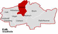 Lage von Merheim im Stadtbezirk Köln-Kalk