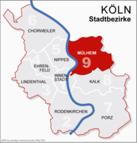 Abgrenzung Stadtbezirk Mülheim in Köln