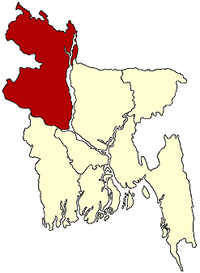 Karte von Bangladesh und Position der Division Rajshahi