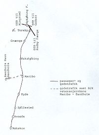 Strecke der Bahnstrecke Maribo–Bandholm