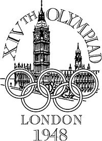 Logo der Olympischen Sommerspiele 1948 mit den Olympischen Ringen