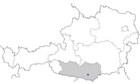 Österreichkarte, Lage der Stadt Klagenfurt in Kärnten