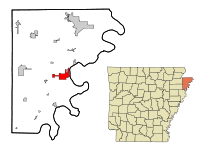 Mississippi County Arkansas Incorporated and Unincorporated areas Osceola Highlighted.svg