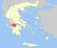 Lage der Präfektur Achaia (1930–2010) innerhalb Griechenlands