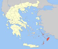 Lage der Präfektur Dodekanes innerhalb Griechenlands