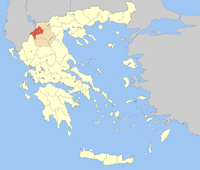 Lage der Präfektur Kastoria innerhalb Griechenlands