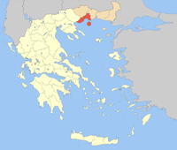 Lage der Präfekturgebiet Kavala innerhalb Griechenlands