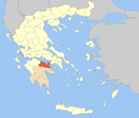 Lage der Präfektur Korinthia innerhalb Griechenlands