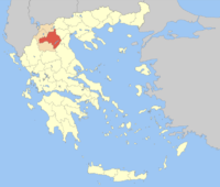 Lage der Präfektur Kozani innerhalb Griechenlands