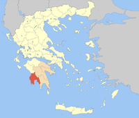 Lage der Präfektur Messenien innerhalb Griechenlands
