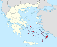 Lage der Region Südliche Ägäis innerhalb Griechenlands
