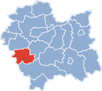 Lage des Powiat Suski in Kleinpolen