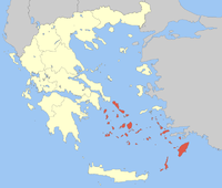 Lage der Verwaltungregion Südliche Ägäis innerhalb Griechenlands