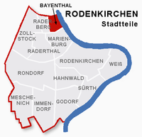 Lage des Stadtteils Bayenthal im Stadtbezirk 2