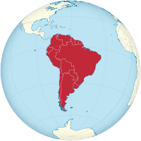 Lage Südamerikas auf einer Weltkarte