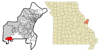St. Louis County Missouri Incorporated and Unincorporated areas Eureka Highlighted.svg